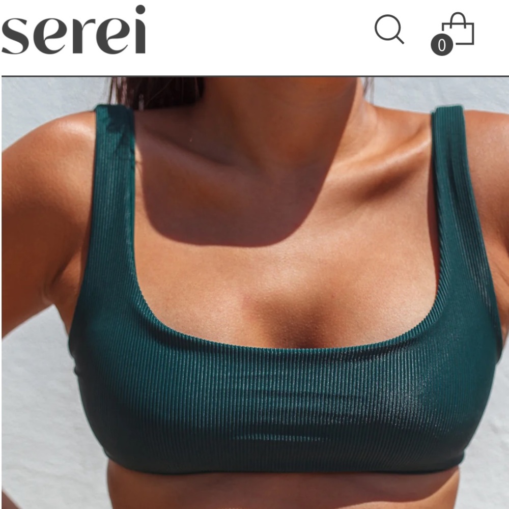 Serei Swim ribbed emerald scoop neck bikini top